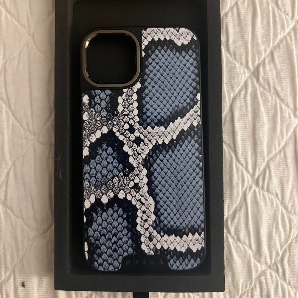Burga iPhone 13 Case -- Elite MagSafe Blue Snakeskin